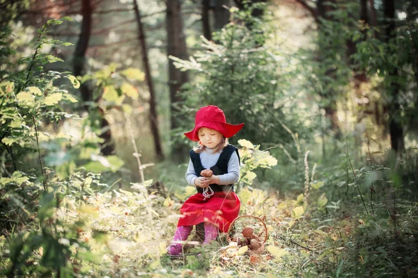 Chapeuzinho Vermelho na floresta — Fotografia de Stock