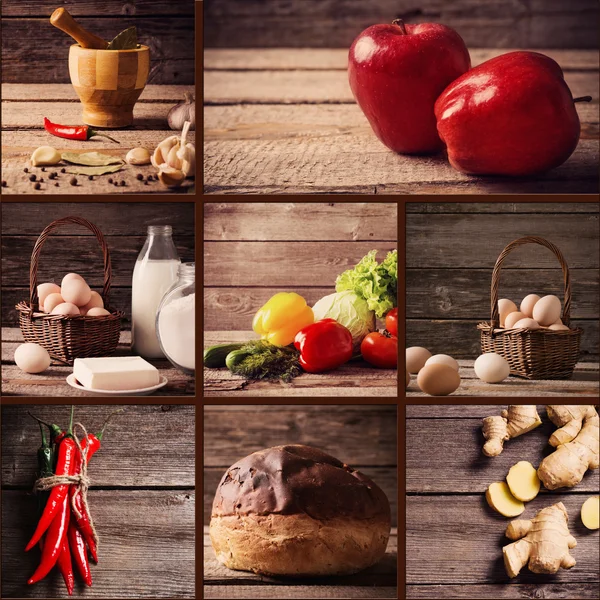 Food on wooden background — Stock Image Food on wooden background Stock Photo