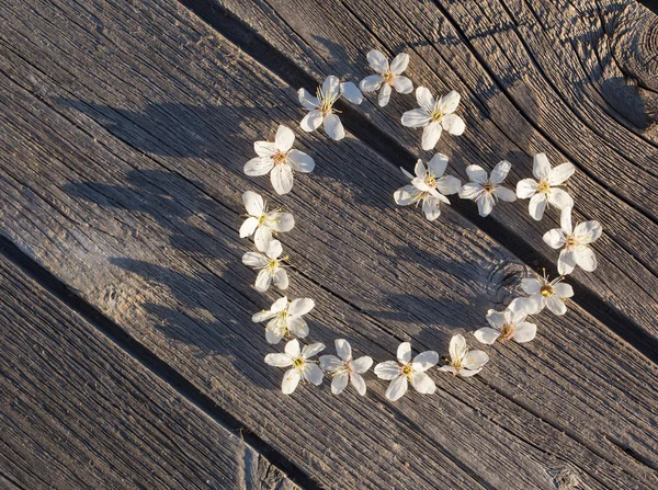 Flores brancas em forma de coração — Fotografia de Stock