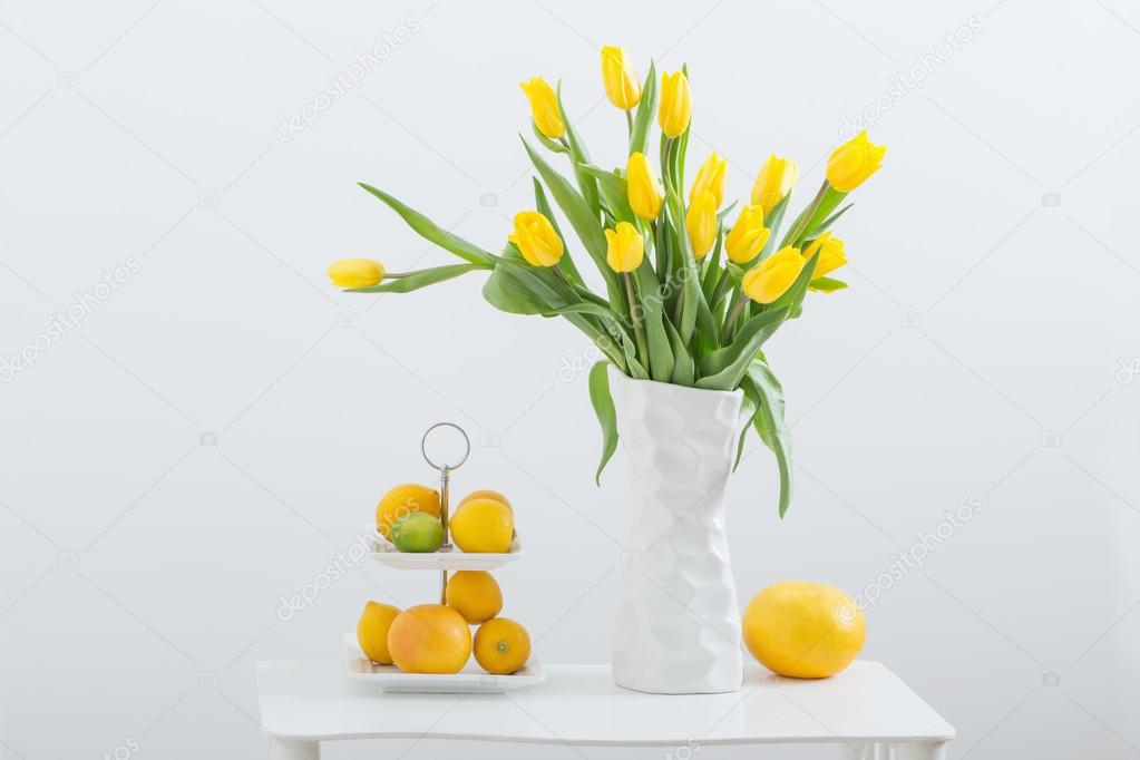still life with a bouquet of tulips