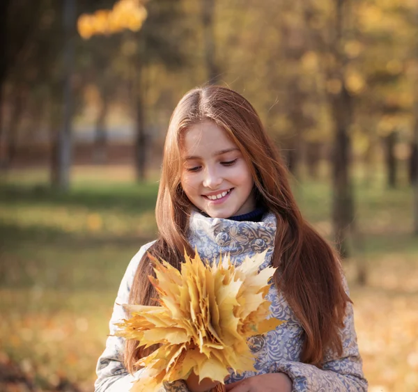 Hermosa chica en el parque de otoño —  Fotos de Stock