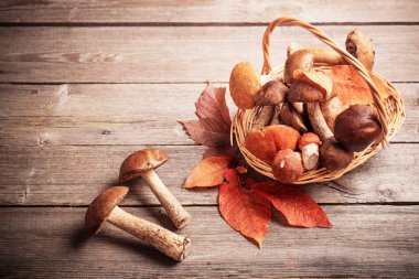 ahşap arka plan üzerinde mantar çörek