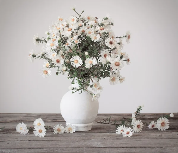 Vita blommor i vas — Stockfoto