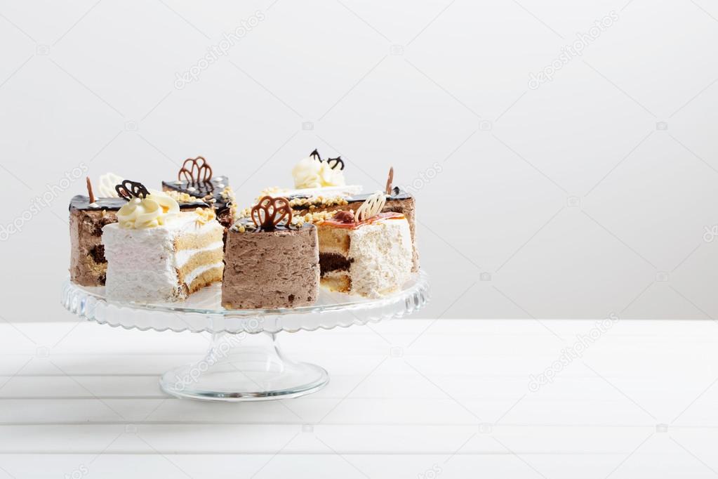 cake on white wooden background