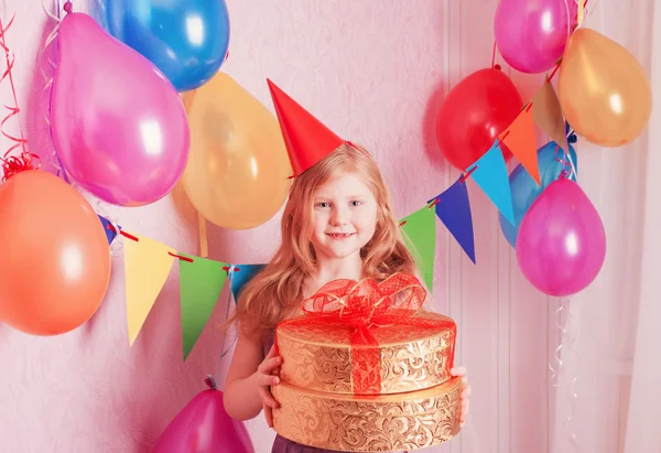 Birthday girl and gifts — Stock Photo, Image