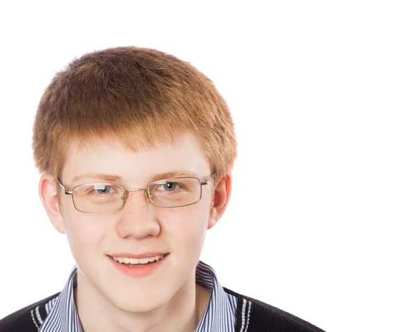 Étudiant en lunettes isolé sur blanc — Photo