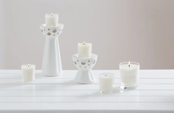 Scented candles on white background — Stock Photo, Image