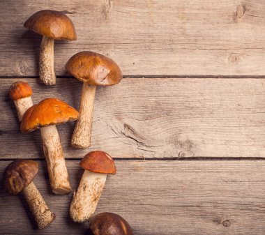 ahşap arka plan üzerinde mantar çörek