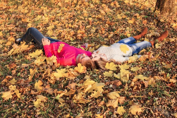 Romantiska par i höst park — Stockfoto