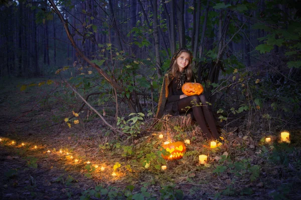 Beautiful witch outdoor — Stock Photo, Image
