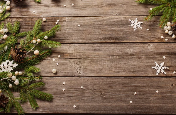 Decoración de Navidad sobre fondo de madera — Foto de Stock