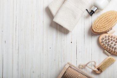 Ahşap arka plan Spa kompozisyonu