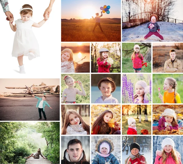 Collage con bambini felici — Foto Stock