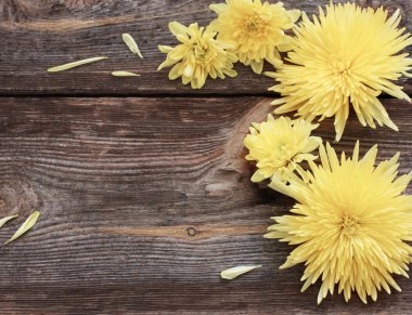 Ahşap arkaplanda çiçekler