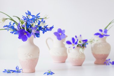 Bahar mavi çiçekli natürmort