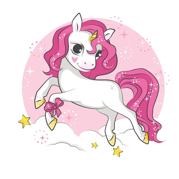 Petite Licorne Rose Souriante Belle Image Pour Votre Design Vecteurs De Stock Libres De Droits