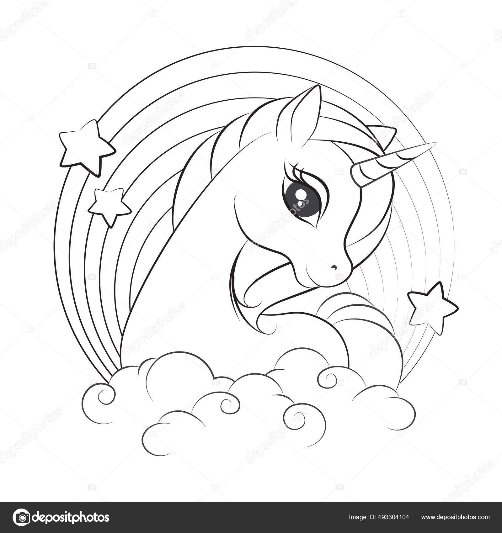 vector desenho de unicornio para criança colorir Stock Illustration