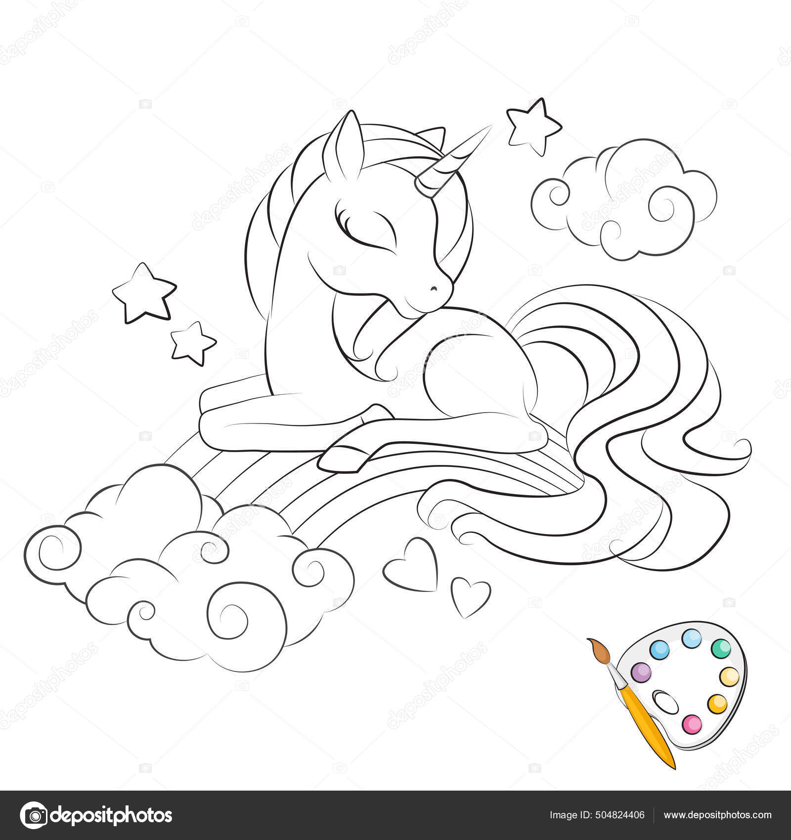 vector desenho de unicornio para criança colorir Stock Illustration