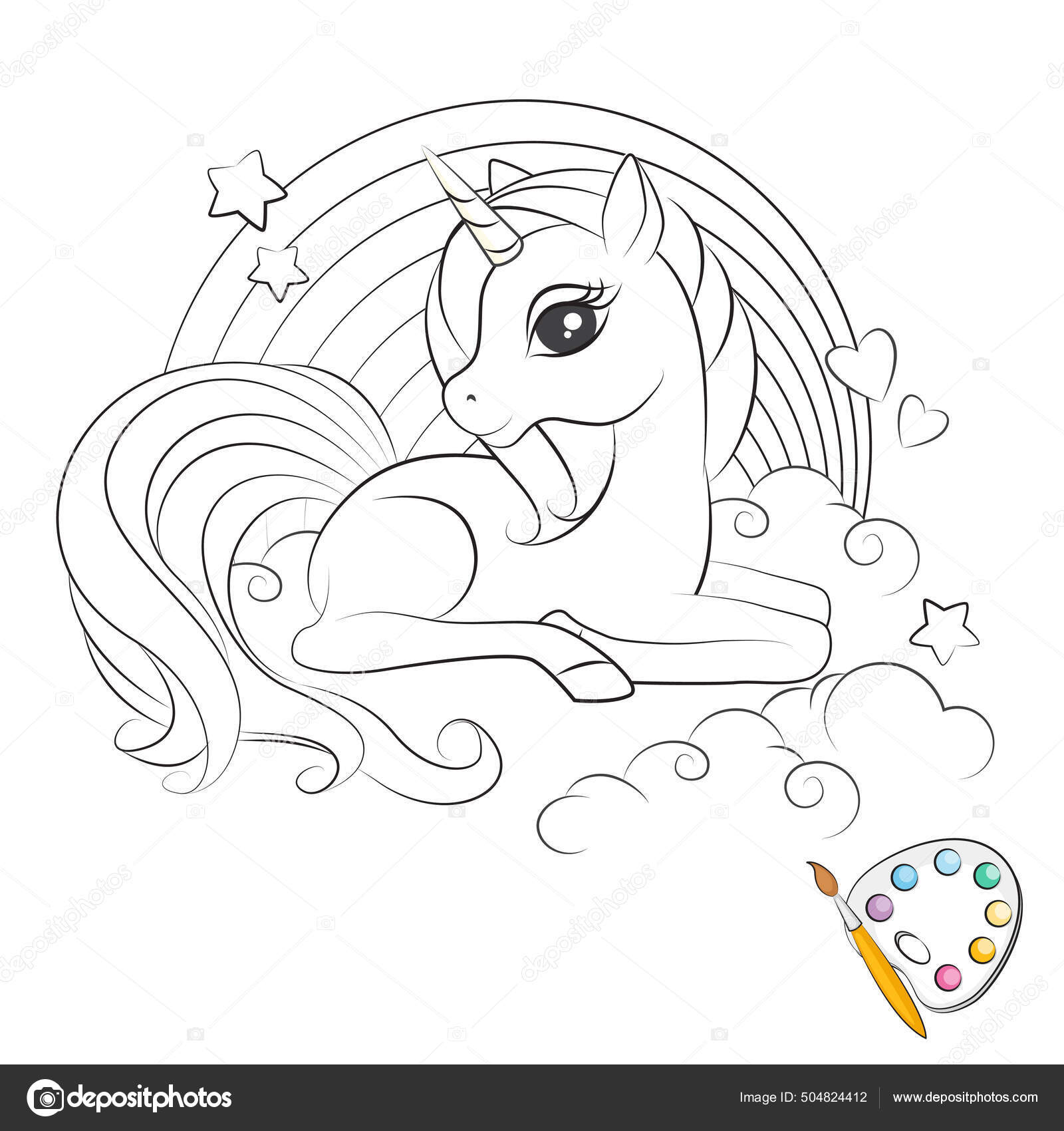 vector desenho de unicornio para criança colorir Stock Illustration