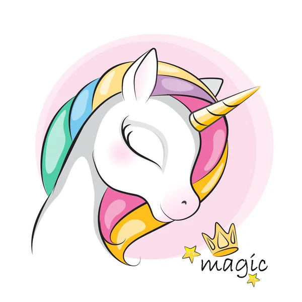 Potret Unicorn Yang Lucu Gambar Yang Indah Untuk Desainmu Latar - Stok Vektor