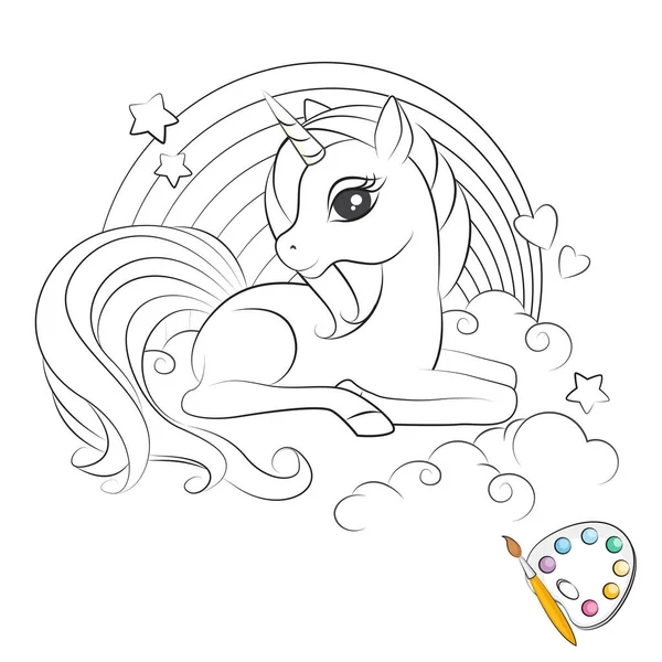 Art Coloriage Illustration Dessinée Main Mignonne Petite Licorne Dessin Illustration Illustration De Stock