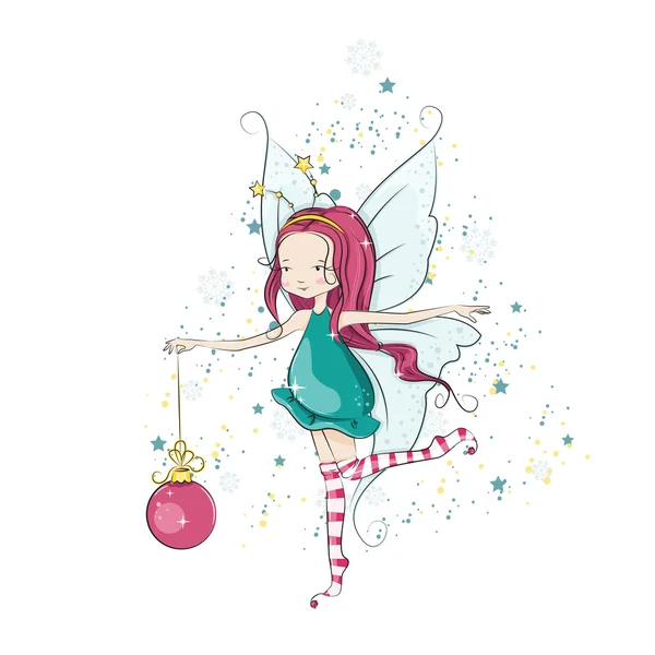 Cute little Christmas fairy — Stock Vector