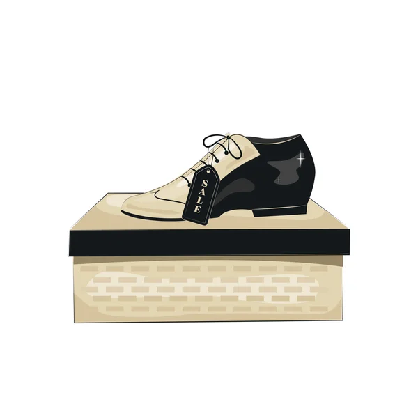 Elegant men's shoes on box. — Stock Vector