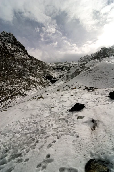 Sendero de los montañistas en el glaciar . — Foto de Stock