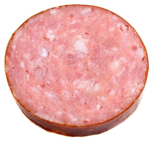 Pedaço de salsicha defumada — Fotografia de Stock