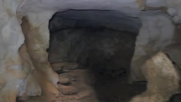 De grot wordt gewassen door beken — Stockvideo