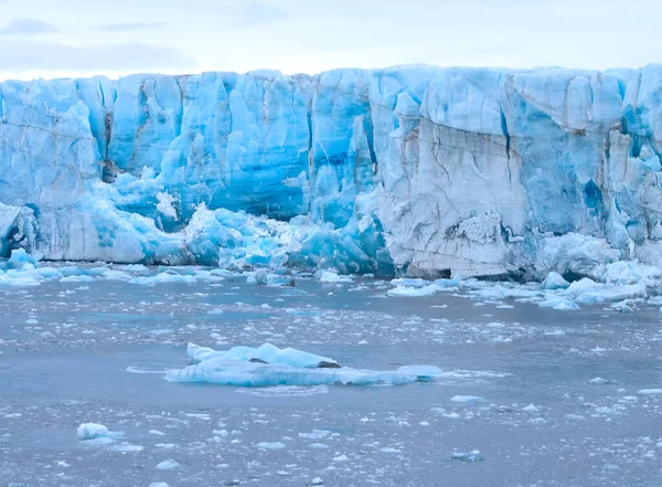 Glaciares Duros Del Ártico Glaciar Vivo Pared Frontal Caída Hielo — Foto de Stock