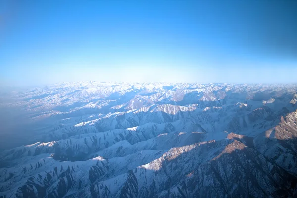 Flight Pamir Tien Shan Air Travel Visible Deep Mountain Valley — Stock Photo, Image