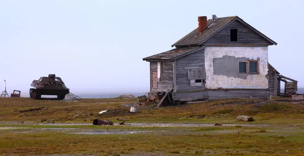 Loggia Caccia Legno Tundra Aperta Parzialmente Distrutta Dall Uragano — Foto Stock