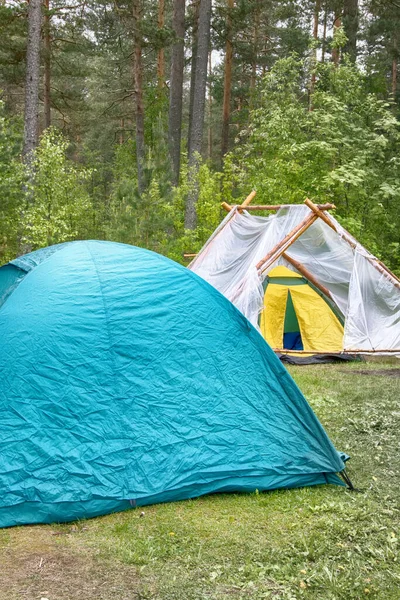 Zelten Freien Mit Zelt Wald Sommer — Stockfoto