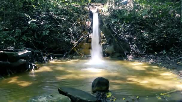Oud aquaduct is gemaakt van een boomstam — Stockvideo