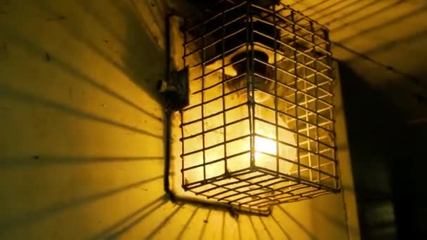 Crate of incandescent lamp in train — Stock Video