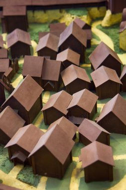 Arkeoloji, yerel bilgi, tarih ve ekonomi, doğa tarihi müzesi, alan çalışması. Rus Ortaçağ şehrinin (bastide, burg) berrak ahşap modeli Izborsk. Izborsk Müzesi