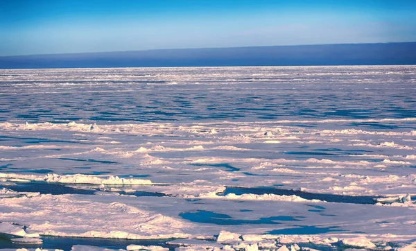 Norte Mar Gelo Fundo Inverno Brilhante Rachadura Pedaços Gelo — Fotografia de Stock