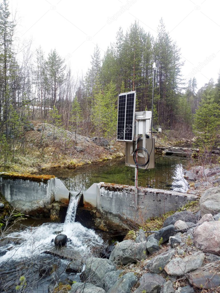 Science. Hydrological research, hydrological station. Measurement of water flow, flood prevention, . Devices for study of runoff of small rivers and tributaries