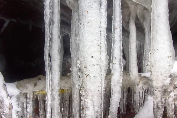 Littoral Gelé Hiver Tout Était Couvert Fond Glace — Photo