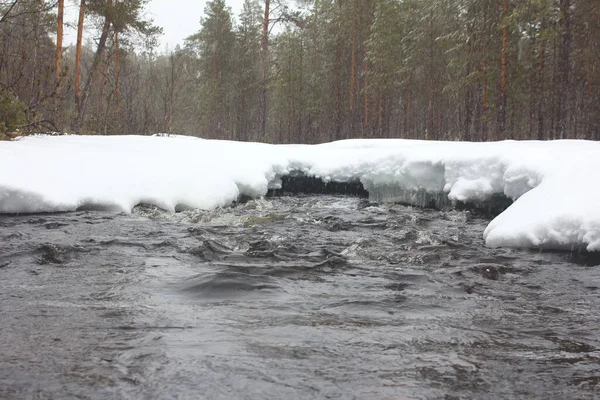 Zima Niebezpieczne Szybkie Górskie Rzeki — Zdjęcie stockowe