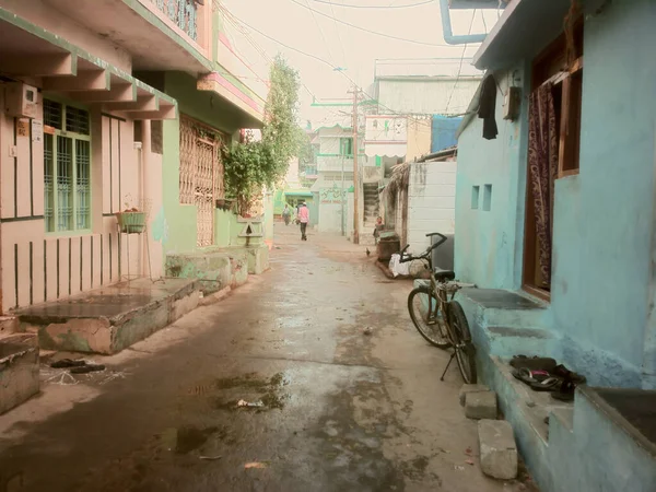 Indien Anantapur Februar 2016 Indian Street Som Fortsættelse Huset - Stock-foto