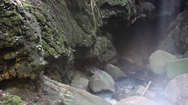 River goes underground into a sinkhole — Stock Video