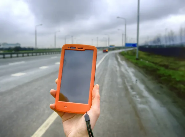 Rastreamento Smartphones Viagens Trilhas Orientação Rodovia Gps Navigator — Fotografia de Stock