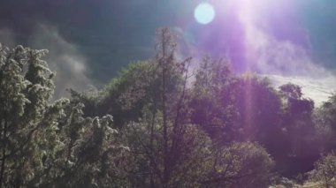 Dağlardaki gümüş manzara.