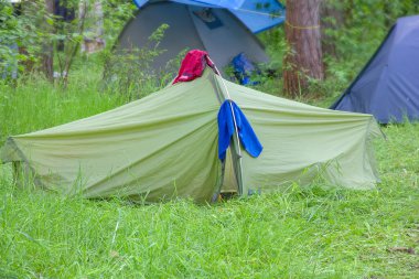 Yazın ormanda çadırla kamp yapmak.