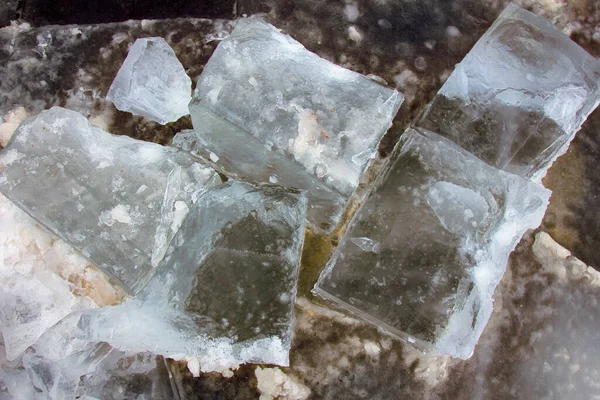 Fond Glace Belle Après Gel Épais Gros Cubes — Photo