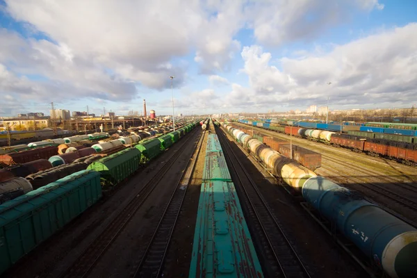 Freight train with color cargo containers — Stock Photo, Image