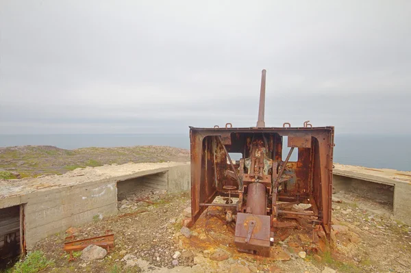 Vecchia pistola sulle rive del mare scandinavo — Foto Stock