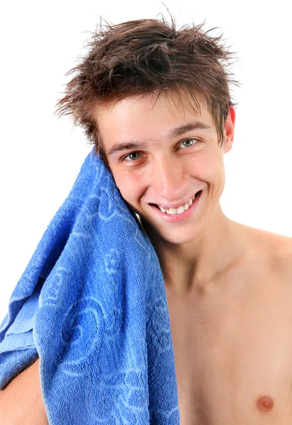 Young Man with Bath Towel — Stock Photo, Image